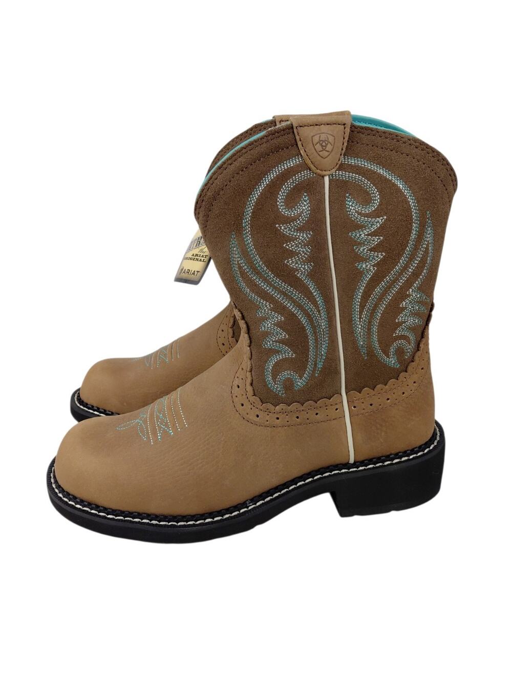 Ariat Fatbaby Heritage Brown Fudge Teal Cowgirl Boots Women’s Size 8B